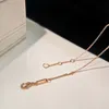 2023 schöne süße Anhänger Halsketten lange Gold dünne Edelstahlkette Diamanten Shinny Kristall Ring Designer Frauen Halskette mit Staubbeutel und Box