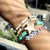 Strand Bohemian Vintage DIY String Beads Bangle For Women Geometric Multi-layer Polymer Clay Acrylic Letter Bracelet Jewelry