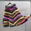 Schals Weiblicher natürlicher gestrickter Pelzponcho mit Kragen 2023 Große Größe Echte Umhänge und Schals Waschbärmanschette