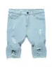 2024 Zomer Heren Jeans Gescheurde Shorts Mannen Hiphop Denim Broek Stretch Lichtblauw Ontwerp Slanke Rechte Mannelijke Korte Hombre 230615 Sport Hot