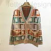 Women's Sweaters designer Designer Bag yV Collar Single breasted Full Flocking Letter Jacquard Sweater Cardigan A85J Z79C