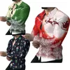 Chemises décontractées pour hommes Éléments de style de Noël Chemise hawaïenne imprimée en 3D pour hommes Bouton à revers Mode Manches longues Printemps Été