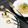 4pcs Restaurant Gold Flatware Polish Stainless Steel Cutlery Spoon Fork Knife Gold Portugal Cutlery Sets