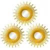 Wall Stickers Gold Mirrors for Decor Set of 3 Hanging Ornament Art Crafts Supplies Home Bedroom Bathroom Small Round Drop 230615