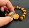 Figurine decorative Natural South Africa Tigers-eye Crystal Stone Carving Lucky PiXiu Bead Bracciale Buddismo Perline Amuleto Ornamento gratuito