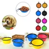 Draagbare opvouwbare Pet Dog Cat Feeding Bowls met gesp compacte buitenreizen siliconen feeder groothandel gratis verzending lmfiq