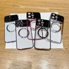 Custodia per placca di protezione in vetro per fotocamera completa di lusso per iPhone 15 12 13 14 Pro Max Plus Magnete per copertina rigida per caricabatterie wireless