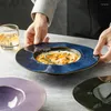 Piatti Ceramica creativa Forno Piatto di pasta smaltata Cappello di paglia Piatto irregolare Zuppa occidentale Noodle Cena Ristorante Stoviglie da cucina