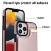 Shockproof PU Leather Pocket 3 Cards Holder Wallet Cases For iPhone 14 Pro Max 13 12 11 XR X 8 7 Plus Metal Button Phone Funda