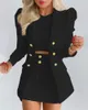İki Parça Elbise Ofis Leydi Takım Uzun Kollu Düz Renkli Ceket Mini Etek Twopiece Set Bahar Sonbahar Kadın Gündelik Kadın Setleri 230615