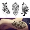 Tymczasowe tatuaże 1PC 3D czarne naklejki na tatuaż kwiat Wąż Wolf Waterproof Arm Body Art Girls 230616