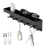 Hooks Rails 6 Wall Rack Shelf Modern Clothes Storage Hook Towel Coat Hanger Key Chain Glove Box Carbon Steel Black 230615