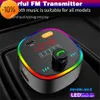 Novo KEBIDUMEI Car Bluetooth5.0 Transmissor FM Tipo-C e Dual USB Charger 7 cores Atmosfera Light Mp3 Player Música sem perdas