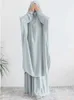 Etnik Giyim Jilbab Kadınlar İçin 2 Parça Set Müslüman Dua Giyim Hijab Elbise Abaya Uzun Khimar Ramazan Elbisesi Abayas Dubai İslami Giyim Setleri 230616
