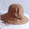 Basker ht3550 vår sommarhatt kvinnor solid bow hink dam förpackbar fiske cap casual anti-uv bred grim sun panama