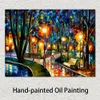 Fine Art Canvas Schilderij Park by The Lake Handgemaakt Hedendaags Kunstwerk Landschap Wanddecoratie