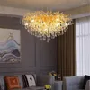 Lustres LED Cristal Moderno Pendurado Lustre Dourado Para Quarto Jantar Gota De Água Árvore Lustre De Teto Luz