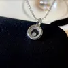 2023 härlig söt hänge halsband lång silver tunn rostfritt stålkedja diamanter shinny crystal ring designer kvinnor halsband med dammväska och låda