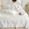 Ensembles de literie coréen été couette 4 pièces Style princesse climatisé mince lavable en Machine simple dortoir couverture Bedd