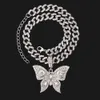 Collares pendientes 2023 Hip Hop Crystal Big Butterfly Gargantilla para mujeres Bling Rhinestone Miami Cuban Link Chain Necklace New Punk Jewelry 230613