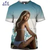 رجال القمصان Hoxixib Sandy Beach Bikini Model 3D Print Sexy Girl Shirt Women Clothing Beauty Ressocks Cartoon Hentai Men Tshirt Summer