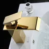 Bathroom Sink Faucets DHL Free Gold Waterfall Faucet And Cold Device Polished Golden Basin Mixer Tap