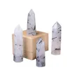 Natural black hair crystal Arts Pillar Quartz Point Obelisk Wand Healing Crystals ink painting home decoration ornaments Runll