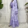 Etnische Kleding Open Abaya Dubai Vrouwen Moslim Jurk Print Ramadan Chiffon Kaftan Kimono Islam Sjerp Lange Gewaad Jilbab Khimar Abaya 2023