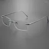 Solglasögon ramar titan rimlösa glasögon män optik glas ramar rektangulära ramlösa manliga glasögon myopia receptbelagda glasögon