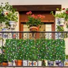 Mur de confidentialité de clôture extensible de fleurs décoratives avec lumières LED pour balcon artificiel Faux écran de lierre toile de fond de verdure réaliste