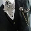 Bow Ties Korean Bow Tie Set High-End Luxury Men's Wedding Banquet Suit Shirt Smycken Pocket Handel Brosch Bowtie Three-Piece 230615
