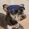 Abbigliamento per cani Cappello con visiera traspirante Regolazione fibbia Stampa solare per animali domestici Comodo parco animali in poliestere Fornitura per esterni