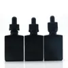 Frascos conta-gotas de vidro fosco preto 30ml Reagentes líquidos Frascos quadrados de óleo essencial Perfume Frascos de óleo de fumaça e líquidos Ufrjc