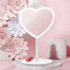 Compact Mirrors heart mirror pink makeup with led light espejo maquillaje luz cute Charging 230615