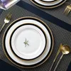 Plates Black Gold Rim Ceramic Plate European Modern Western Serving Tray Fruit Salad Dishes Steak Pasta Dinner Home Tableware