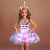 Girl's Dresses Girls Shiny Unicorn Tutu Dress Glowing Kids Unicorn Dresses For Girls Hallowmas Party Princess Dress Children Clothing vestidos 230615