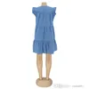 Womens Cotton Shirt Dress Auricular Edge Sleeveless Summer Skirt Large Women Clothes