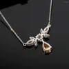 Chains Brand Pure 925 Sterling Silver Jewelry For Women Yellow Diamond Pendant Necklace Cute Lovely Leaf Design Fine Luxury Quality