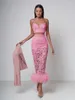 Casual Dresses Elegant Luxury Lace Two-piece Dress Set 2023 Summer V-neck Corset Top High Waist Hollow Out Skirts Suit Evening Party Outfit