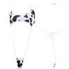 Women's Swimwear Women Anime Cute Milk Cow Print Bikini Bodysuit Sexy Halter Backless Micro Jumpsuit Strappy Erotic Cosplay Lingerie High Quality Z0613