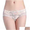 Calcinha Feminina Cueca Flor Rosa Bordada Cintura Baixa Renda Transparente Lingerie Sexy Lingerie Moda Roupas Femininas Drop Delivery Dhbun