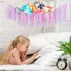 Storage Bags Plush Net Stuffed Animal Hammock Hand Woven Cotton Rope Boho With Colorful Tassels For Books Toys Home Decoration