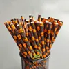 New 25pcs Halloween Biodegradable Drinking Paper Straw Pumpkin Bat Spider Web Skeleton Witch Pattern Straws Halloween Party Supplies