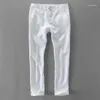 Pantalon homme décontracté hommes printemps été Style mince coton lin pantalon Mans 2023 ample droit pour taille 40 mode d'affaires