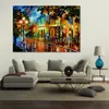 Abstract Landschap Canvas Art Badkamer Decor Nacht Bloemen Met de hand gemaakt Olieverfschilderij Modern