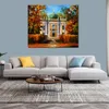 Vibrant Street Art on Canvas Old Park Handmade Contemporary Oil Painting for Living Room Wall