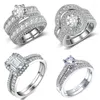 Cluster Rings 2023 Luxury 925 Sterling Silver Big Wedding Set per le donne da sposa Fidanzamento Finger Party Gift Designer Jewelry