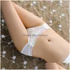 Mutandine da donna See Through Flower Slip Sexy Lace Bowknot Women Panty Underwear Lingerie Under Wear Abbigliamento Will And Sandy Gift D Dhs5S