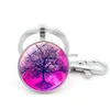 Nyckelringar Tree of Life Glass Cabochon Ring Time Gem Keychain Hanging Fashion Jewelry Will and Sandy Drop Delivery Dhwnt