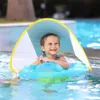 Baby simning float med tak uppblåsbar spädbarn flytande ring barn bad pool tillbehör cirkel bad sommarleksaker